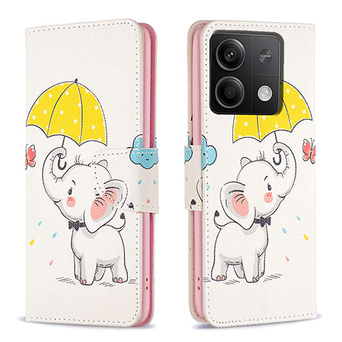 Custodia Portafoglio In Pelle Fantasia Modello Cover con Supporto B03F per Xiaomi Redmi Note 13 5G Giallo