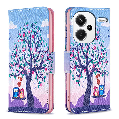 Custodia Portafoglio In Pelle Fantasia Modello Cover con Supporto B03F per Xiaomi Redmi Note 13 Pro+ Plus 5G Lavanda