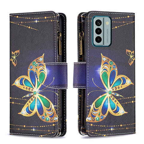 Custodia Portafoglio In Pelle Fantasia Modello Cover con Supporto B04F per Nokia G22 Nero