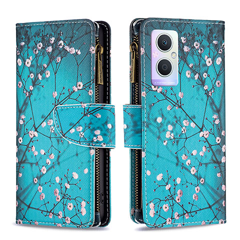 Custodia Portafoglio In Pelle Fantasia Modello Cover con Supporto B04F per OnePlus Nord N20 5G Ciano