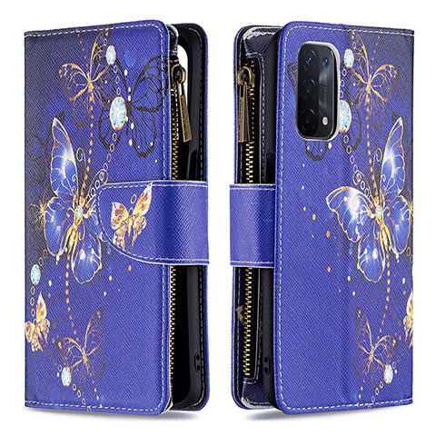 Custodia Portafoglio In Pelle Fantasia Modello Cover con Supporto B04F per OnePlus Nord N200 5G Blu Notte