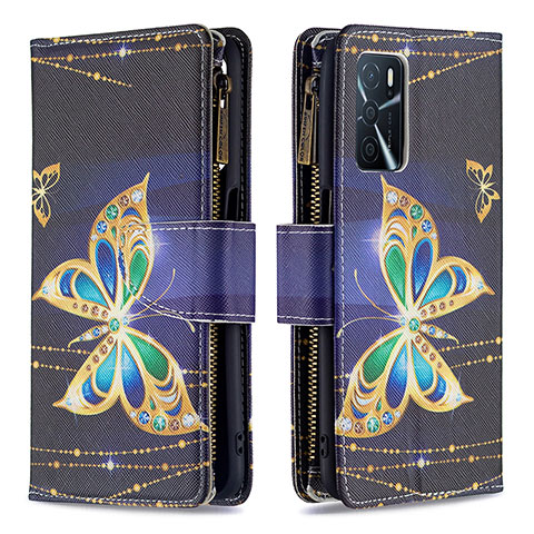 Custodia Portafoglio In Pelle Fantasia Modello Cover con Supporto B04F per Oppo A16 Nero