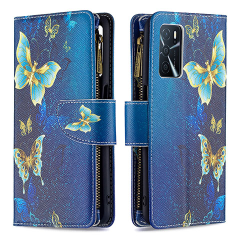 Custodia Portafoglio In Pelle Fantasia Modello Cover con Supporto B04F per Oppo A16s Blu