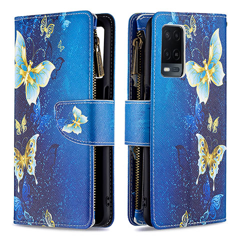 Custodia Portafoglio In Pelle Fantasia Modello Cover con Supporto B04F per Oppo A54 4G Blu