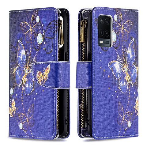 Custodia Portafoglio In Pelle Fantasia Modello Cover con Supporto B04F per Oppo A54 4G Blu Notte