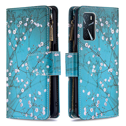 Custodia Portafoglio In Pelle Fantasia Modello Cover con Supporto B04F per Oppo A54s Ciano