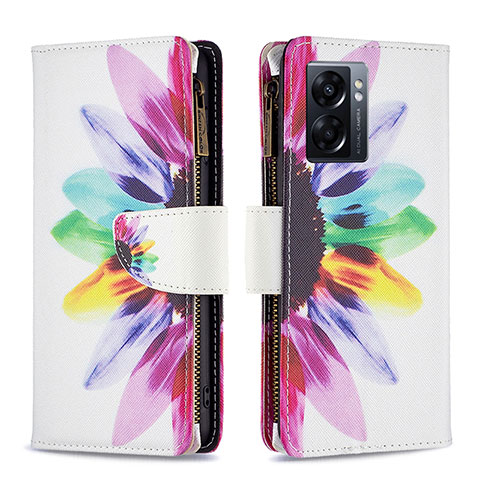 Custodia Portafoglio In Pelle Fantasia Modello Cover con Supporto B04F per Oppo A56S 5G Multicolore