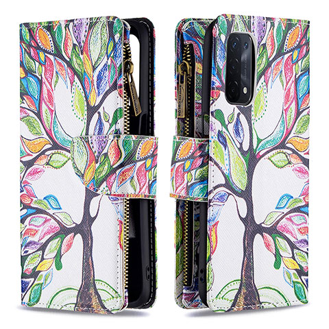 Custodia Portafoglio In Pelle Fantasia Modello Cover con Supporto B04F per Oppo A93 5G Verde