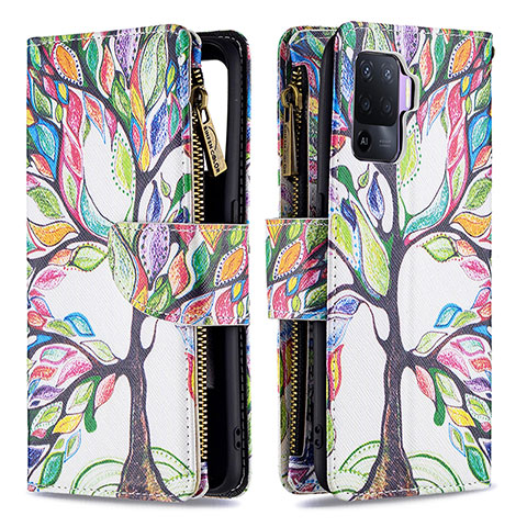 Custodia Portafoglio In Pelle Fantasia Modello Cover con Supporto B04F per Oppo A94 4G Verde