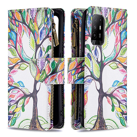 Custodia Portafoglio In Pelle Fantasia Modello Cover con Supporto B04F per Oppo A94 5G Verde