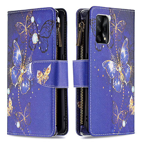 Custodia Portafoglio In Pelle Fantasia Modello Cover con Supporto B04F per Oppo A95 4G Blu Notte