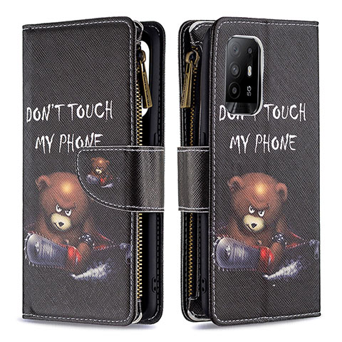 Custodia Portafoglio In Pelle Fantasia Modello Cover con Supporto B04F per Oppo A95 5G Grigio Scuro