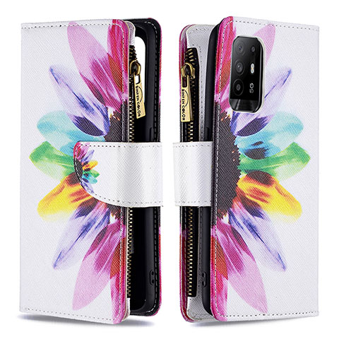 Custodia Portafoglio In Pelle Fantasia Modello Cover con Supporto B04F per Oppo A95 5G Multicolore