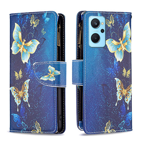 Custodia Portafoglio In Pelle Fantasia Modello Cover con Supporto B04F per Oppo A96 4G Blu