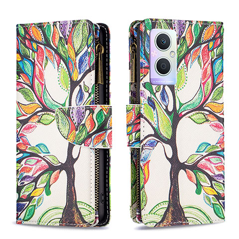 Custodia Portafoglio In Pelle Fantasia Modello Cover con Supporto B04F per Oppo A96 5G Verde