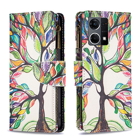 Custodia Portafoglio In Pelle Fantasia Modello Cover con Supporto B04F per Oppo F21 Pro 4G Verde