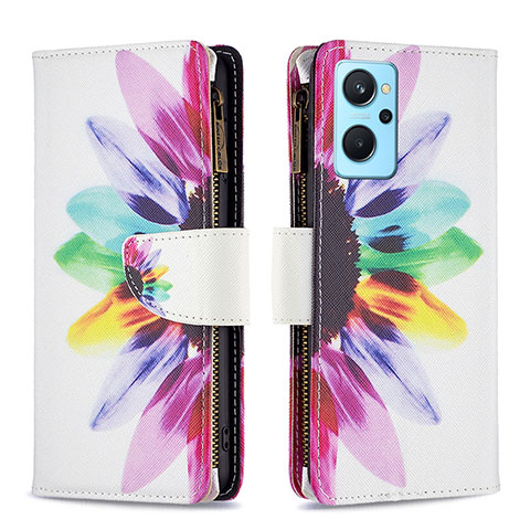 Custodia Portafoglio In Pelle Fantasia Modello Cover con Supporto B04F per Oppo K10 4G Multicolore