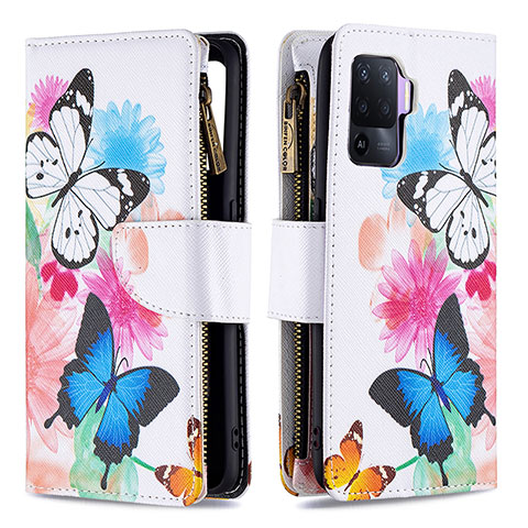 Custodia Portafoglio In Pelle Fantasia Modello Cover con Supporto B04F per Oppo Reno5 F Colorato