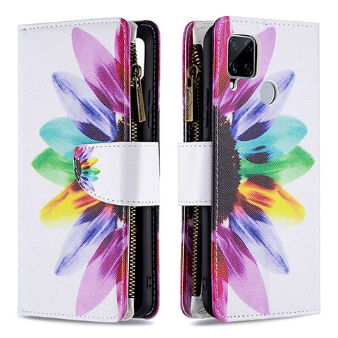 Custodia Portafoglio In Pelle Fantasia Modello Cover con Supporto B04F per Realme 7i RMX2193 Multicolore