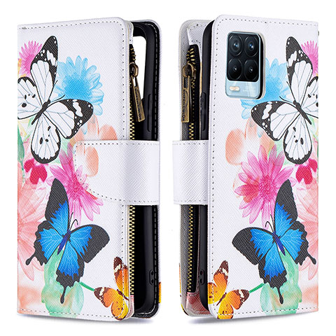 Custodia Portafoglio In Pelle Fantasia Modello Cover con Supporto B04F per Realme 8 4G Colorato