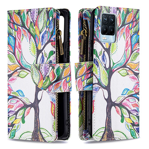 Custodia Portafoglio In Pelle Fantasia Modello Cover con Supporto B04F per Realme 8 4G Verde