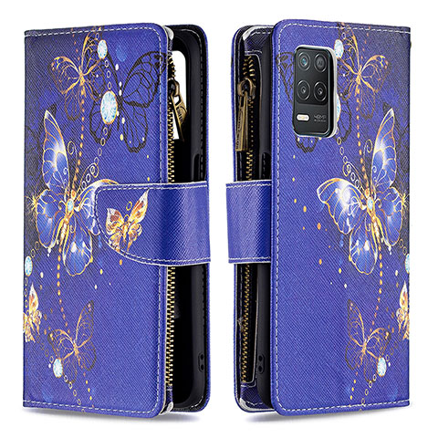 Custodia Portafoglio In Pelle Fantasia Modello Cover con Supporto B04F per Realme 8 5G Blu Notte