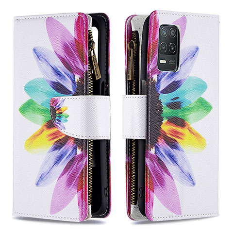 Custodia Portafoglio In Pelle Fantasia Modello Cover con Supporto B04F per Realme 9 5G India Multicolore