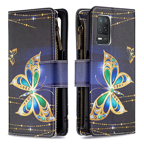 Custodia Portafoglio In Pelle Fantasia Modello Cover con Supporto B04F per Realme 9 5G India Nero