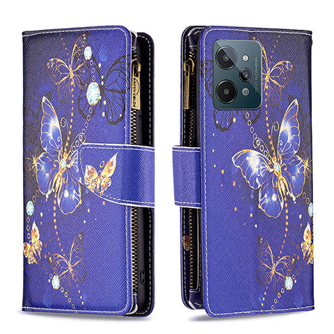 Custodia Portafoglio In Pelle Fantasia Modello Cover con Supporto B04F per Realme C31 Blu Notte