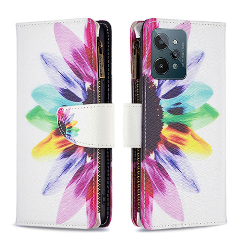 Custodia Portafoglio In Pelle Fantasia Modello Cover con Supporto B04F per Realme C31 Multicolore