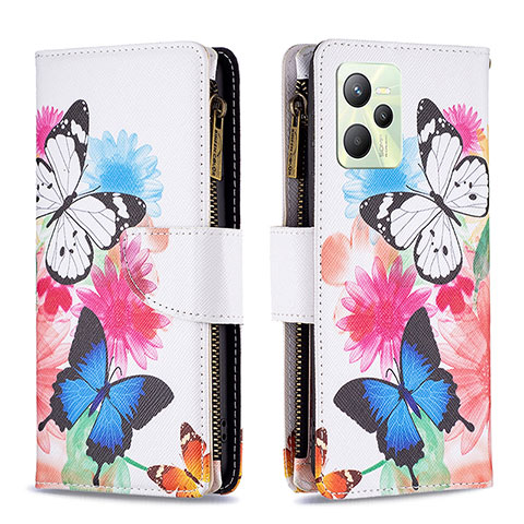 Custodia Portafoglio In Pelle Fantasia Modello Cover con Supporto B04F per Realme C35 Colorato