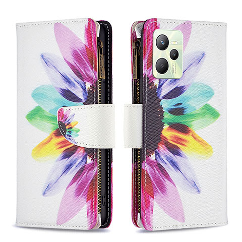 Custodia Portafoglio In Pelle Fantasia Modello Cover con Supporto B04F per Realme Narzo 50A Prime Multicolore