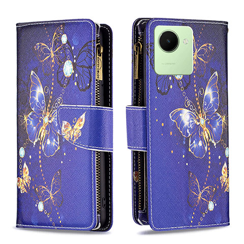 Custodia Portafoglio In Pelle Fantasia Modello Cover con Supporto B04F per Realme Narzo 50i Prime Blu Notte