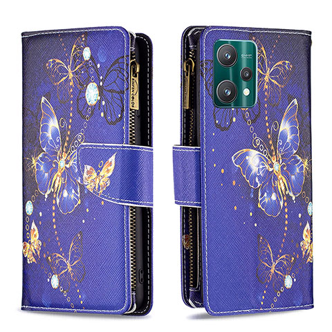 Custodia Portafoglio In Pelle Fantasia Modello Cover con Supporto B04F per Realme Q5 5G Blu Notte