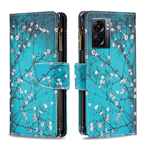 Custodia Portafoglio In Pelle Fantasia Modello Cover con Supporto B04F per Realme V23 5G Ciano