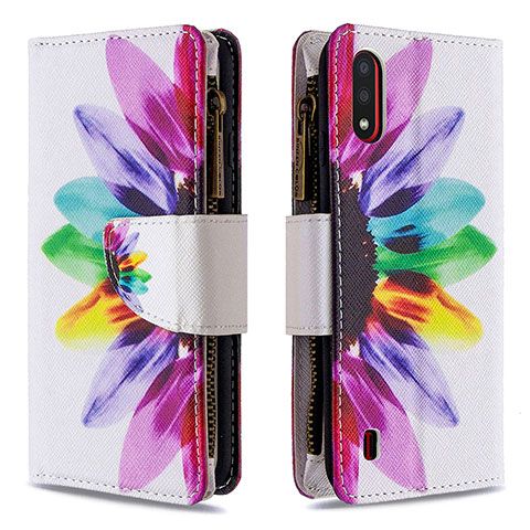 Custodia Portafoglio In Pelle Fantasia Modello Cover con Supporto B04F per Samsung Galaxy A01 SM-A015 Multicolore