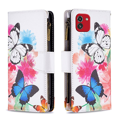 Custodia Portafoglio In Pelle Fantasia Modello Cover con Supporto B04F per Samsung Galaxy A03 Colorato