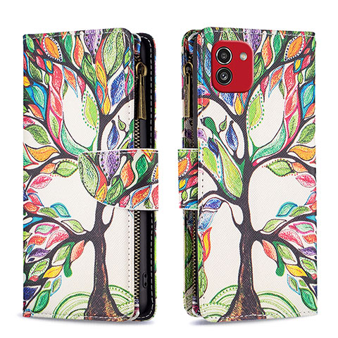 Custodia Portafoglio In Pelle Fantasia Modello Cover con Supporto B04F per Samsung Galaxy A03 Verde