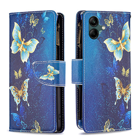 Custodia Portafoglio In Pelle Fantasia Modello Cover con Supporto B04F per Samsung Galaxy A04 4G Blu