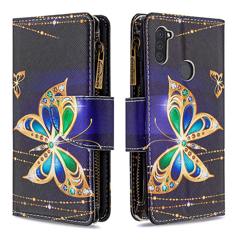 Custodia Portafoglio In Pelle Fantasia Modello Cover con Supporto B04F per Samsung Galaxy A11 Nero