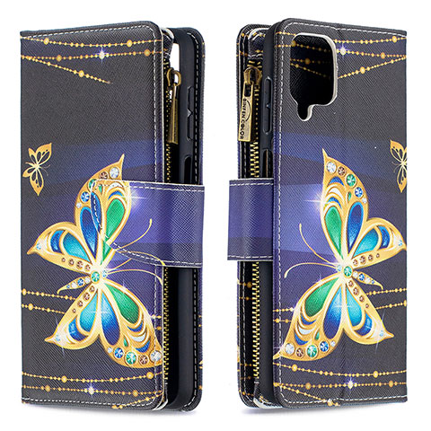 Custodia Portafoglio In Pelle Fantasia Modello Cover con Supporto B04F per Samsung Galaxy A12 Nacho Nero