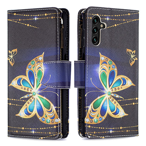 Custodia Portafoglio In Pelle Fantasia Modello Cover con Supporto B04F per Samsung Galaxy A13 5G Nero