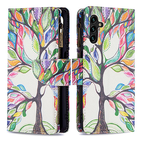 Custodia Portafoglio In Pelle Fantasia Modello Cover con Supporto B04F per Samsung Galaxy A13 5G Verde