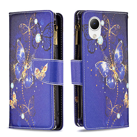 Custodia Portafoglio In Pelle Fantasia Modello Cover con Supporto B04F per Samsung Galaxy A23 5G SC-56C Blu Notte