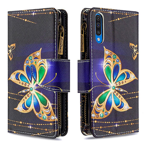 Custodia Portafoglio In Pelle Fantasia Modello Cover con Supporto B04F per Samsung Galaxy A30S Nero