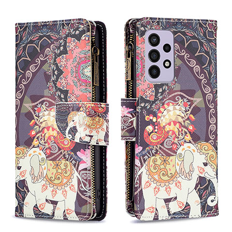 Custodia Portafoglio In Pelle Fantasia Modello Cover con Supporto B04F per Samsung Galaxy A33 5G Marrone