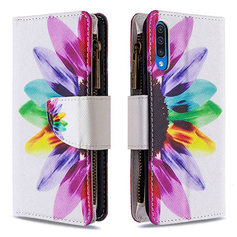 Custodia Portafoglio In Pelle Fantasia Modello Cover con Supporto B04F per Samsung Galaxy A50 Multicolore