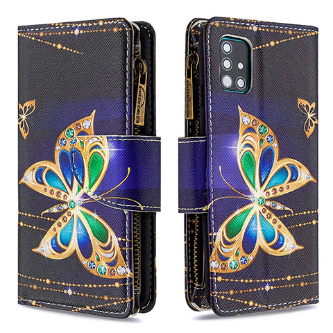 Custodia Portafoglio In Pelle Fantasia Modello Cover con Supporto B04F per Samsung Galaxy A51 4G Nero