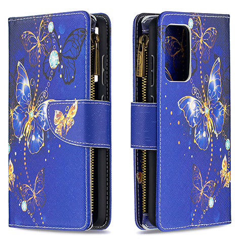 Custodia Portafoglio In Pelle Fantasia Modello Cover con Supporto B04F per Samsung Galaxy A52 4G Blu Notte