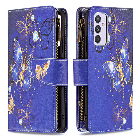 Custodia Portafoglio In Pelle Fantasia Modello Cover con Supporto B04F per Samsung Galaxy A54 5G Blu Notte